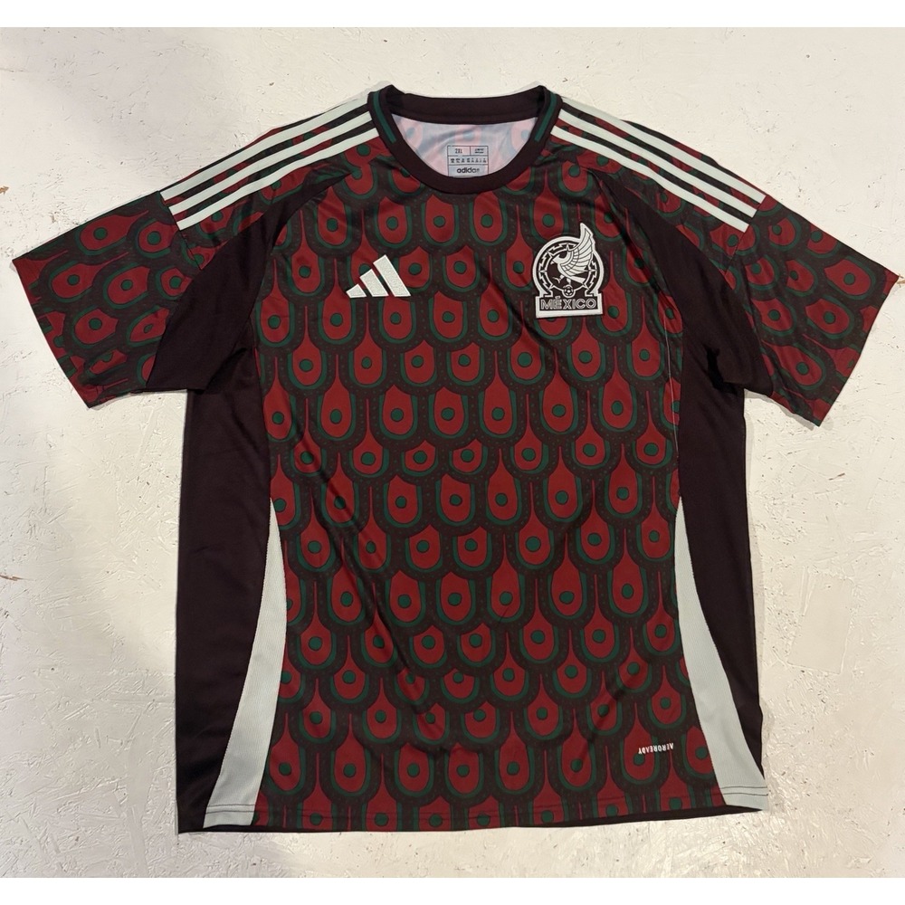 Adidas Mexico 2024 Red Home Mens 2XL Slim-Fit Soccer Jersey World Cup Football
